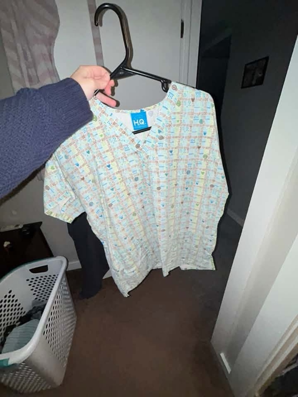 HQ Light Blue Printed Short Sleeve Medical Top
